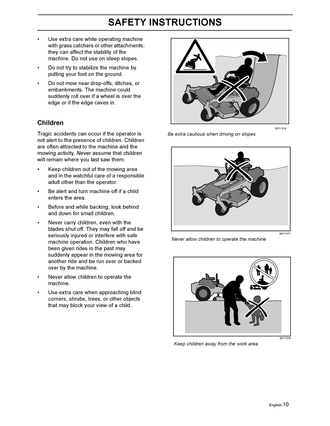 Husqvarna LZ5227TXPKOA, LZ6123LTKOA, LZ6127TKOA, LZ6130TXPKOA, LZ7230TXPKOA manual Children 