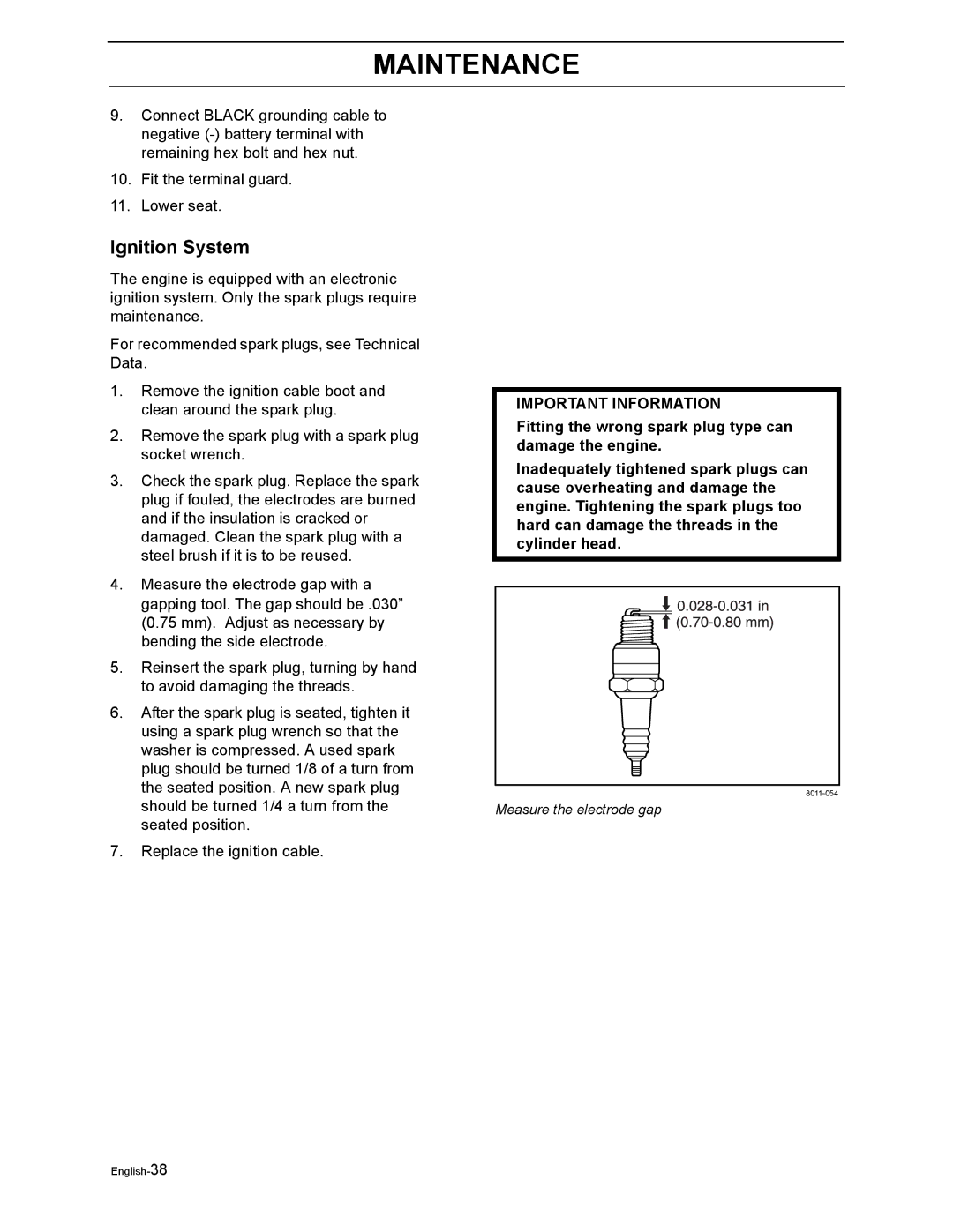 Husqvarna LZ5227TXPKOA, LZ6123LTKOA, LZ6127TKOA, LZ6130TXPKOA, LZ7230TXPKOA manual Ignition System 