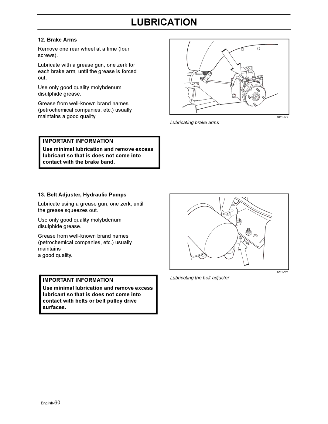 Husqvarna LZ5227TXPKOA, LZ6123LTKOA, LZ6127TKOA, LZ6130TXPKOA, LZ7230TXPKOA manual Brake Arms 