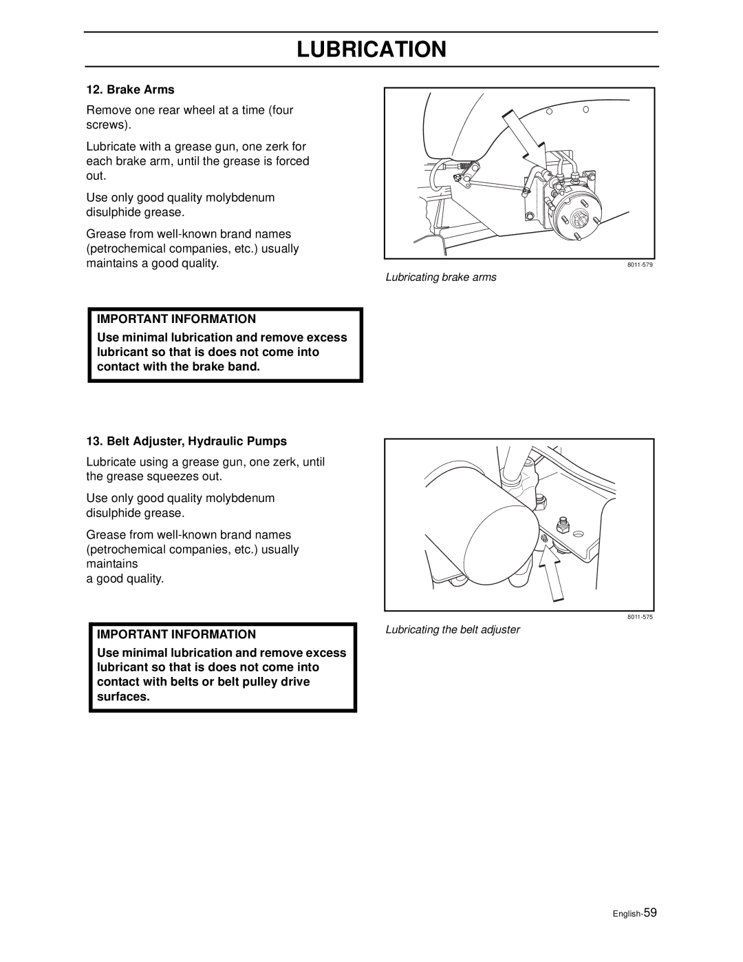 Husqvarna LZ6123TLKOA (968999269), LZ6125TKAA (968999270), LZ6127TKOA, LZ7227TKOA manual Brake Arms 