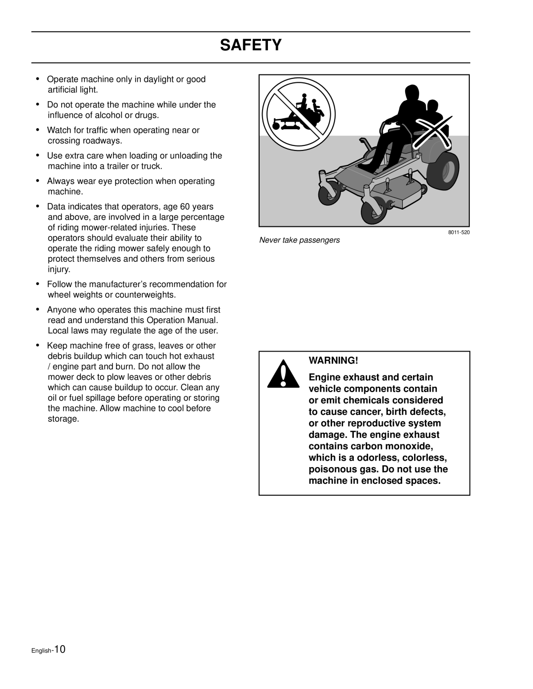 Husqvarna LZ5227, LZ6130, LZ7230, LZ6127, LZ6130C, LZ7230C, LZ30, LZ30C manual Never take passengers 