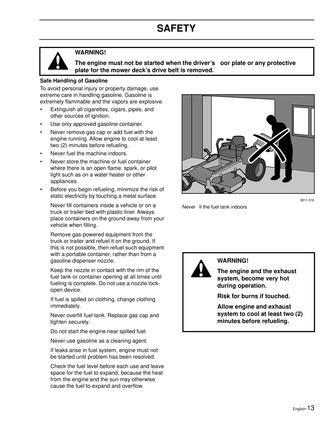 Husqvarna LZ6130C, LZ7230C, LZ7230, LZ6127, LZ5227, LZ6130, LZ30, LZ30C manual Safe Handling of Gasoline 