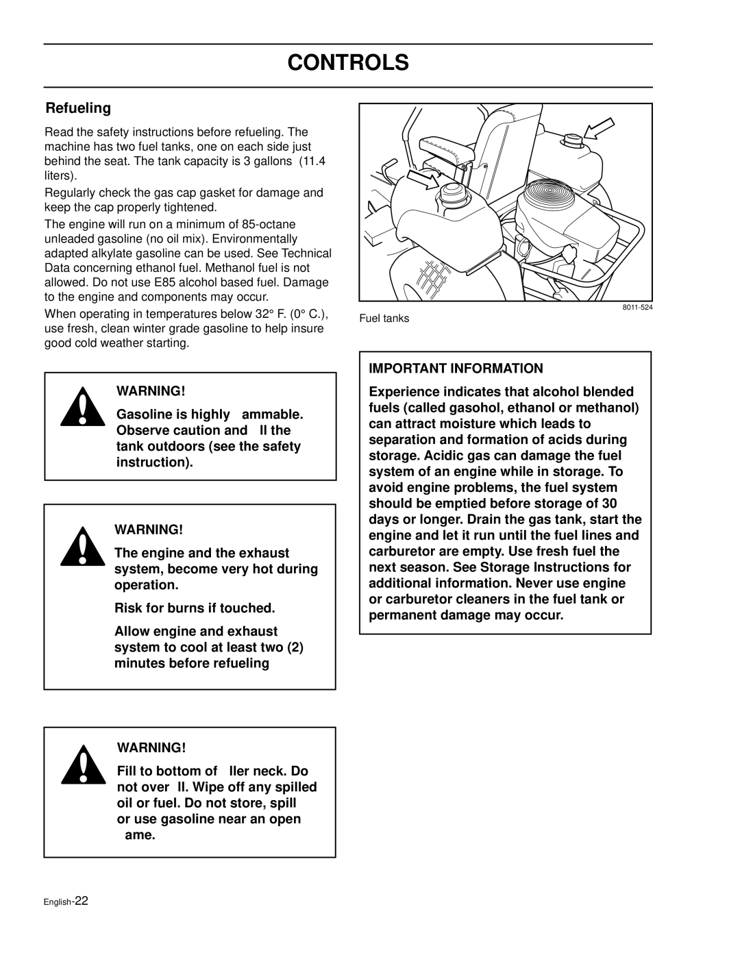 Husqvarna LZ5227, LZ6130, LZ7230, LZ6127, LZ6130C, LZ7230C, LZ30, LZ30C manual Refueling 