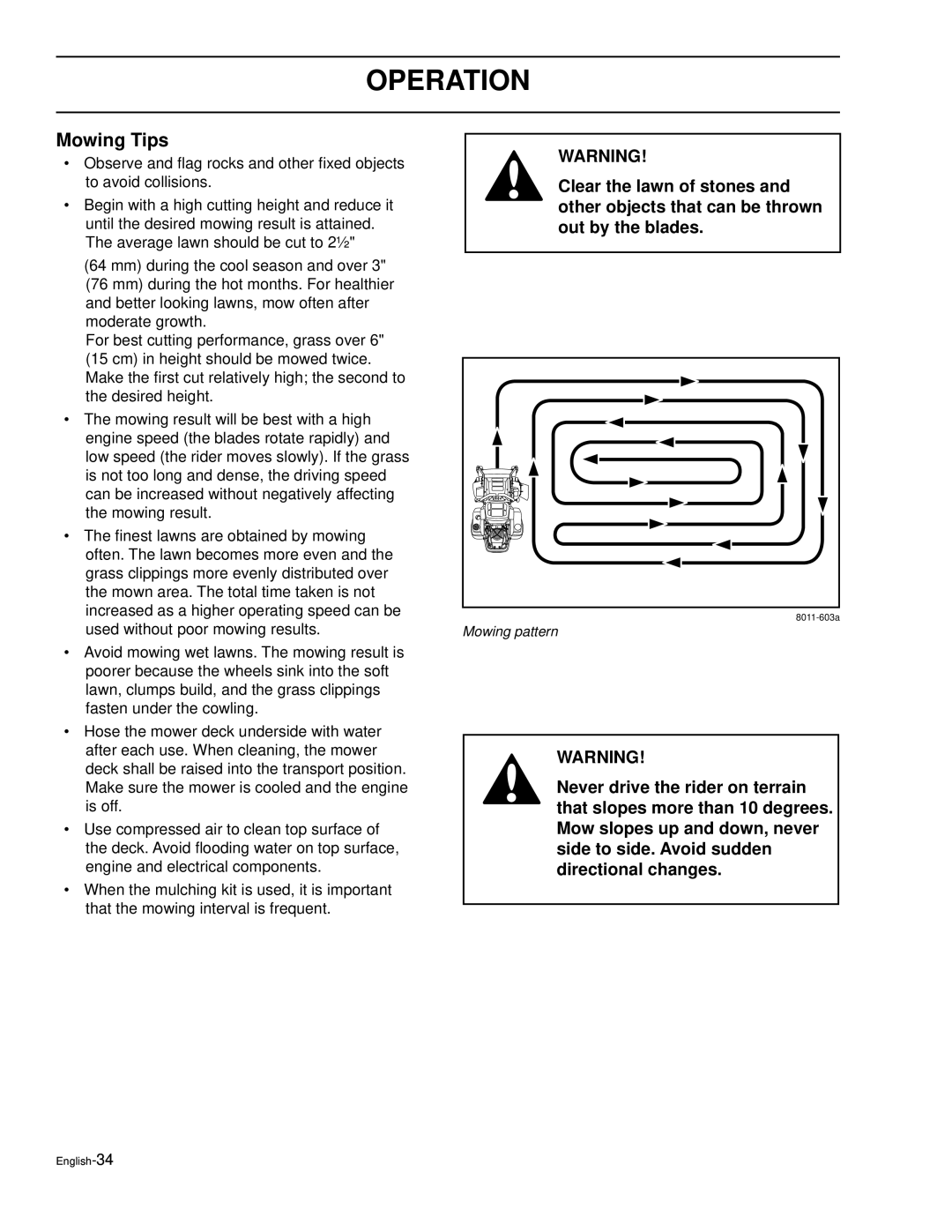 Husqvarna LZ5227, LZ6130, LZ7230, LZ6127, LZ6130C, LZ7230C, LZ30, LZ30C manual Mowing Tips 