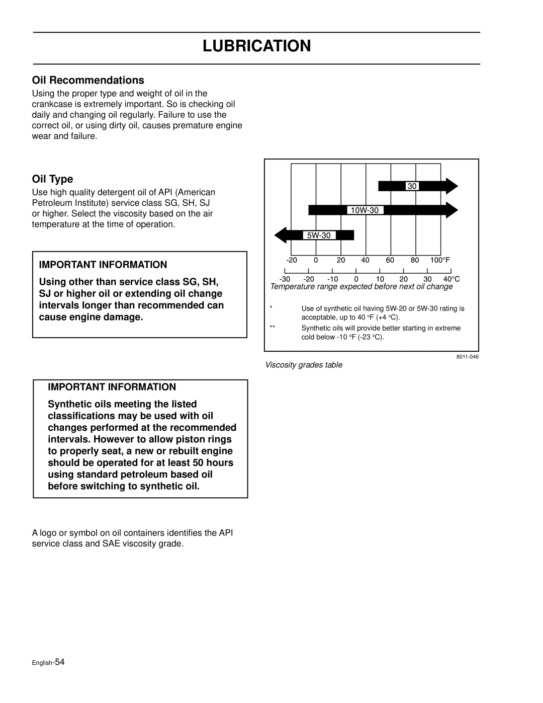 Husqvarna LZ5227, LZ6130, LZ7230, LZ6127, LZ6130C, LZ7230C, LZ30, LZ30C manual Oil Recommendations, Oil Type 