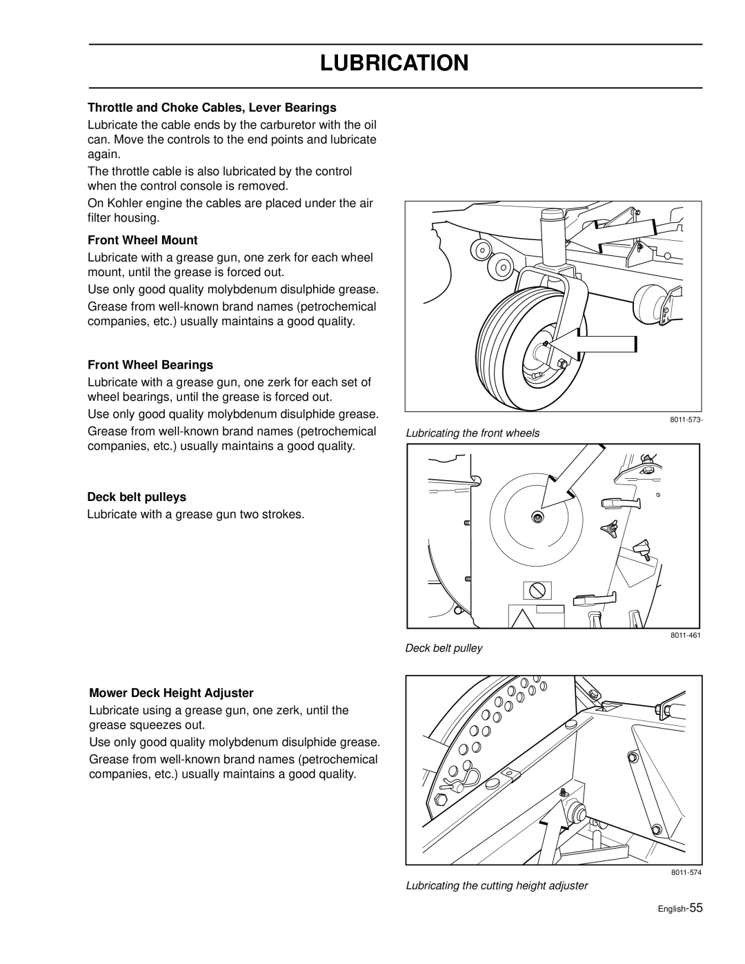 Husqvarna LZ30, LZ30C, LZ7230, LZ6127 Throttle and Choke Cables, Lever Bearings, Front Wheel Mount, Front Wheel Bearings 