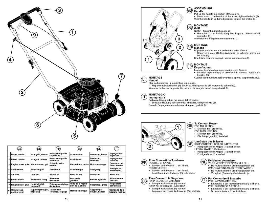 Husqvarna M 145SV instruction manual Assembling, Montage, Montaje, Montaggio 