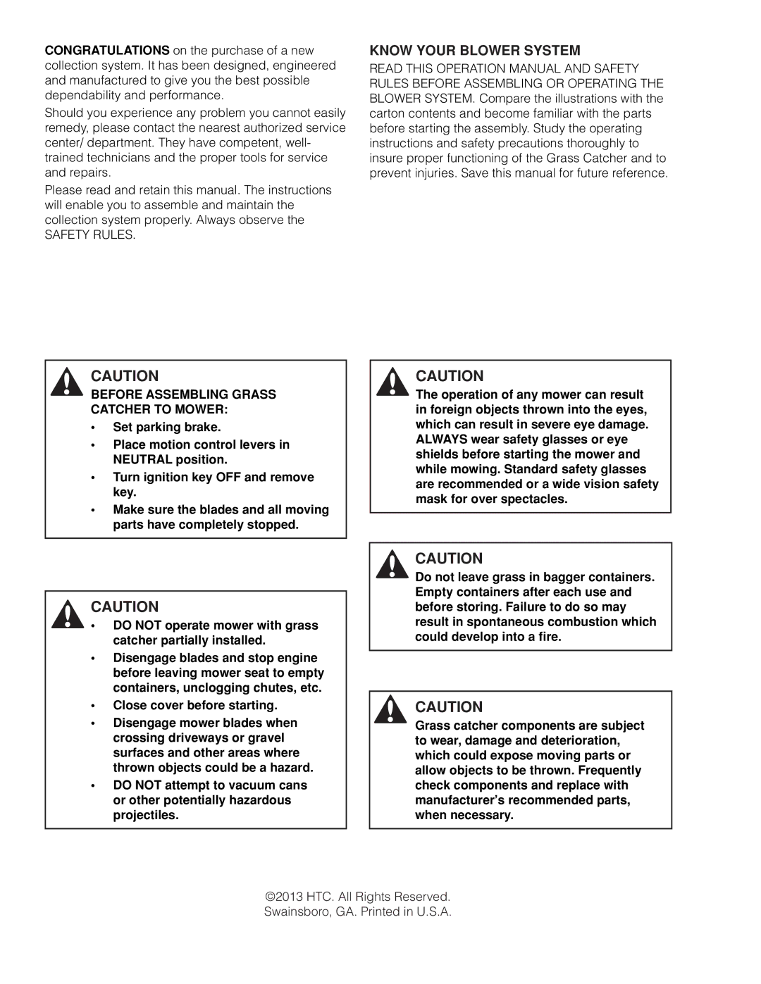 Husqvarna M-ZT 52 /966793002, M-ZT 61 /966793003 manual Know Your Blower System, Before Assembling Grass Catcher to Mower 