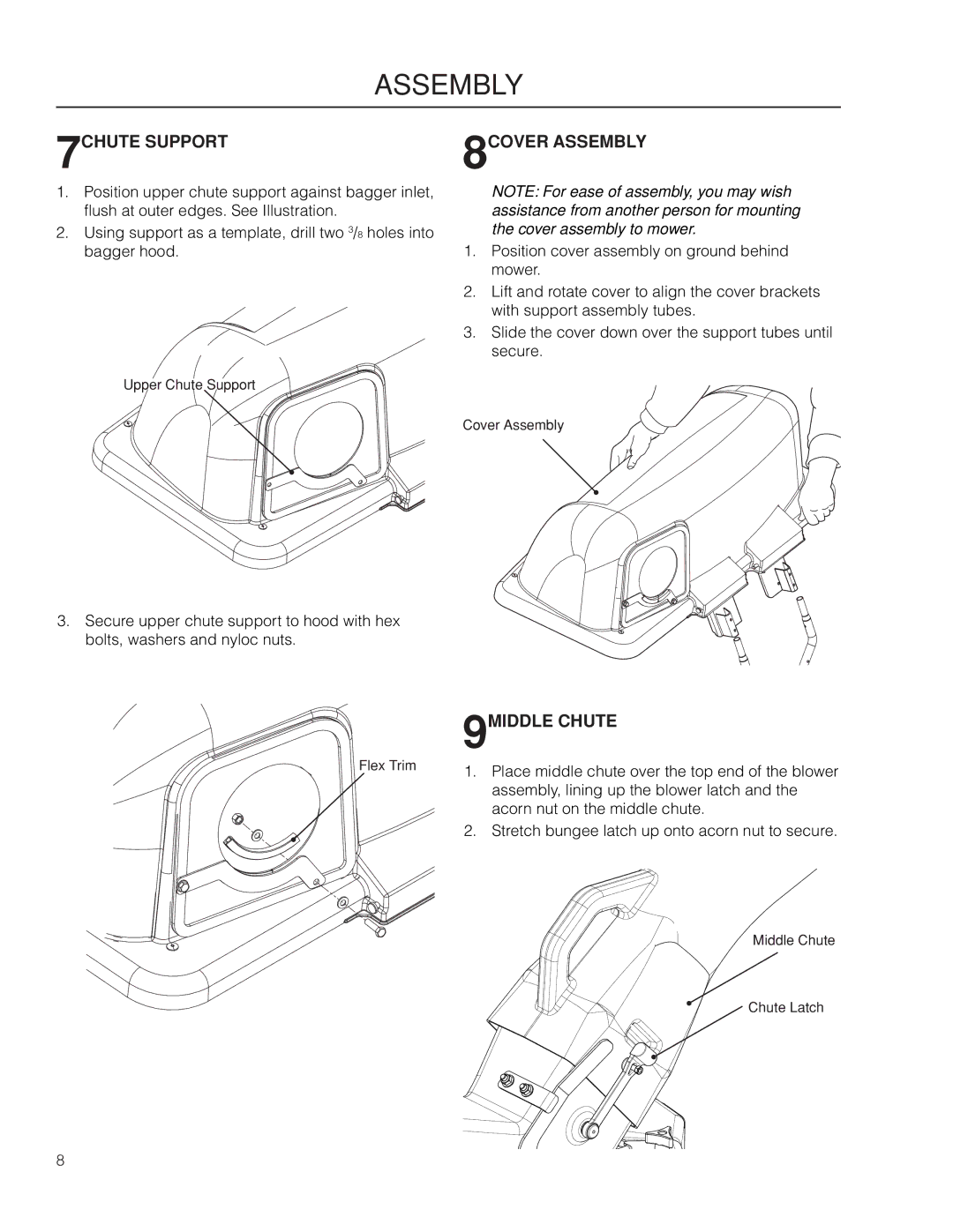 Husqvarna M-ZT 52 /966793002, M-ZT 61 /966793003 manual 7CHUTE Support, 8COVER Assembly, 9MIDDLE Chute 