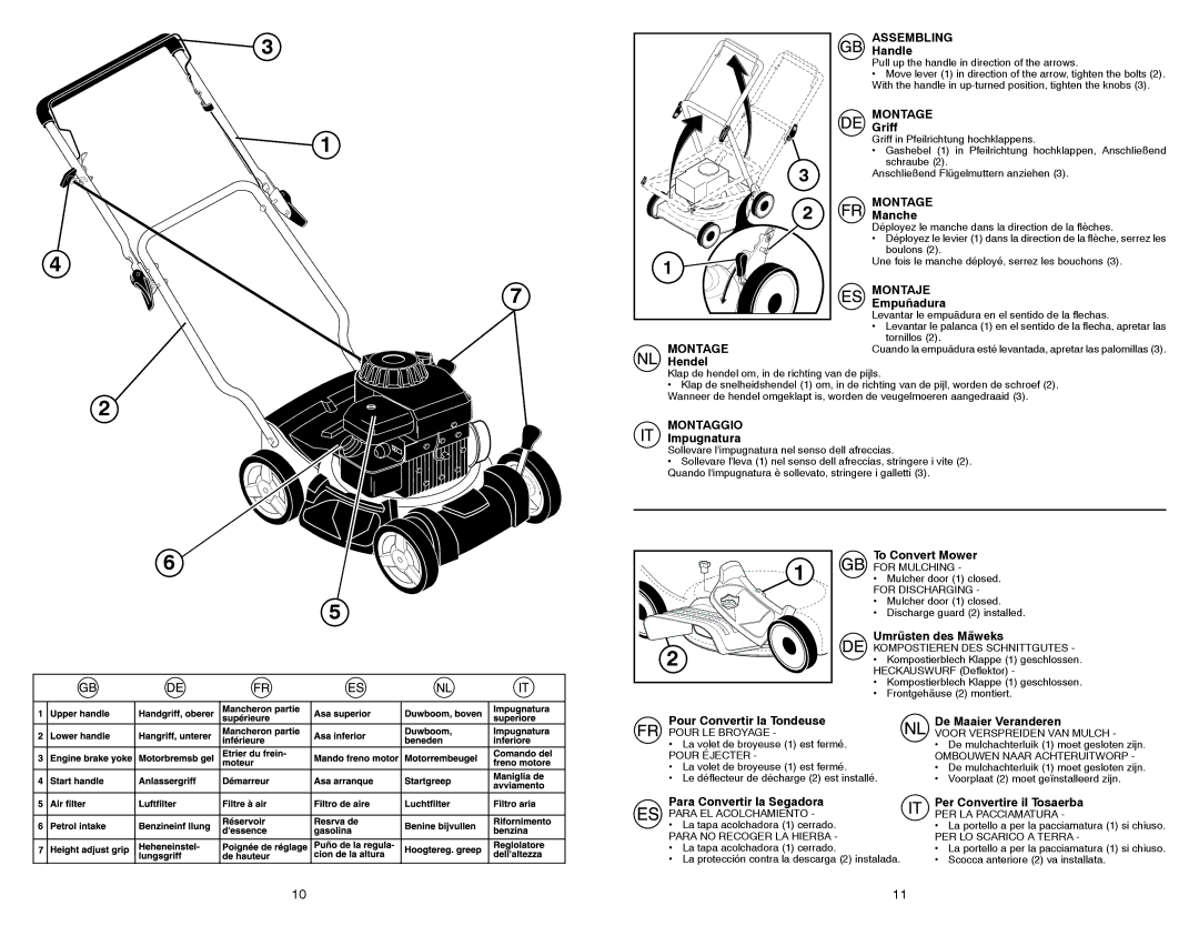 Husqvarna M145 instruction manual Assembling, Montage, Montaje, Montaggio 