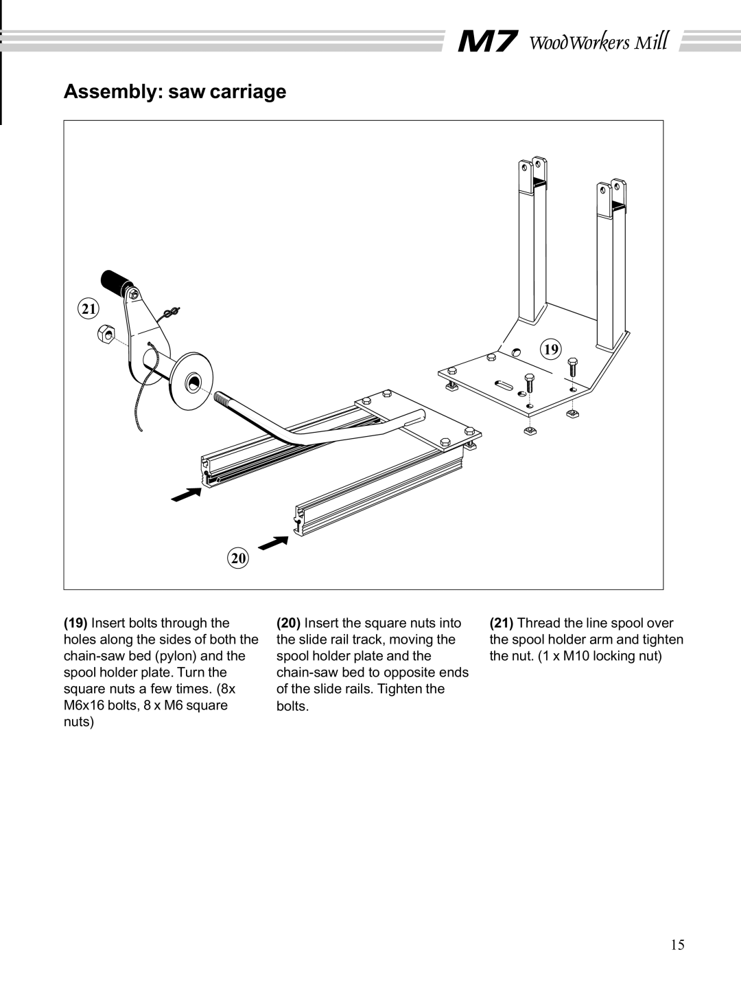 Husqvarna M7 manual Assembly saw carriage 