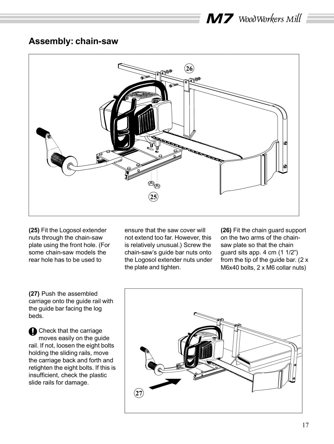 Husqvarna M7 manual Assembly chain-saw 