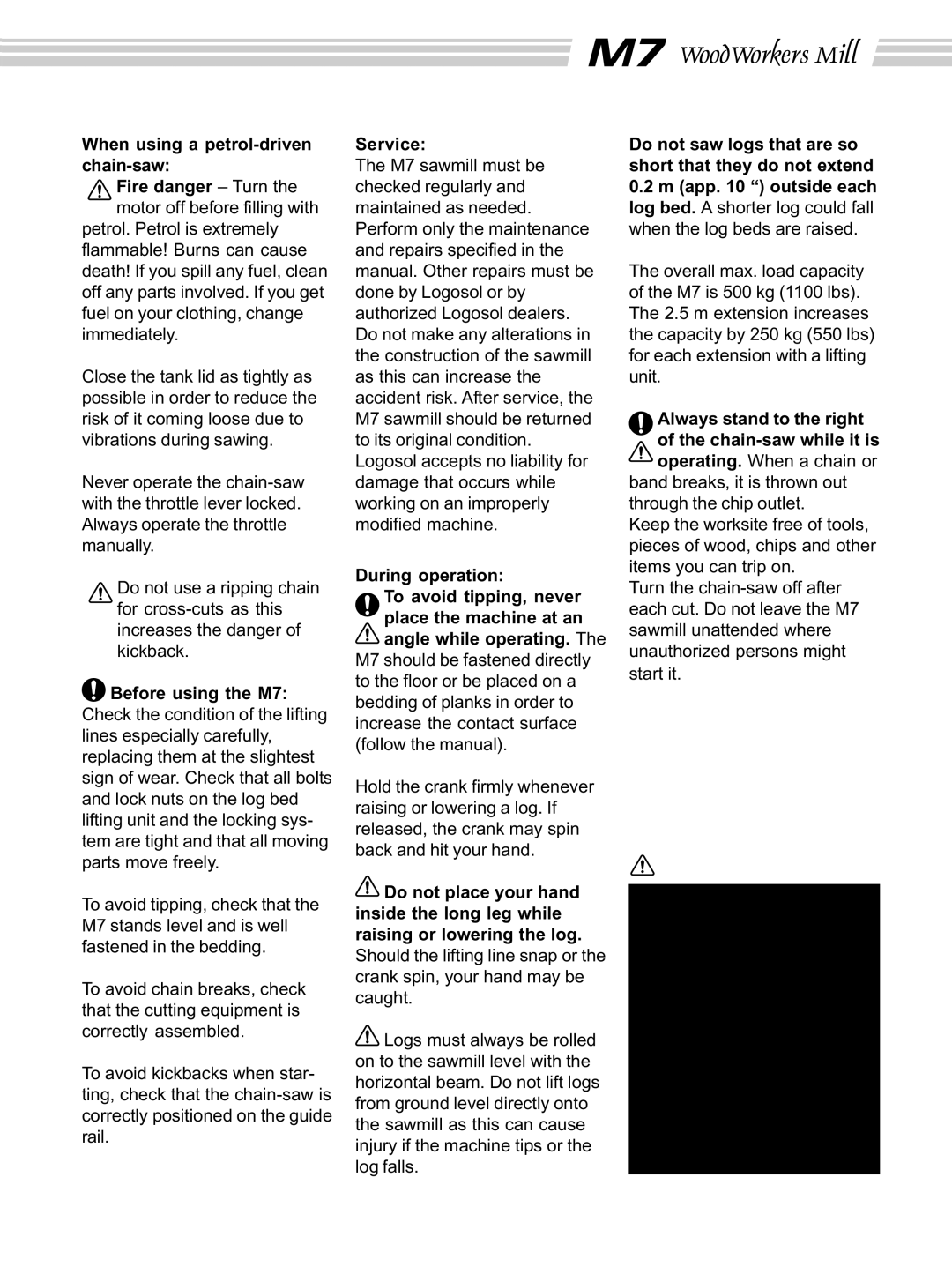 Husqvarna M7 manual When using a petrol-driven chain-saw 