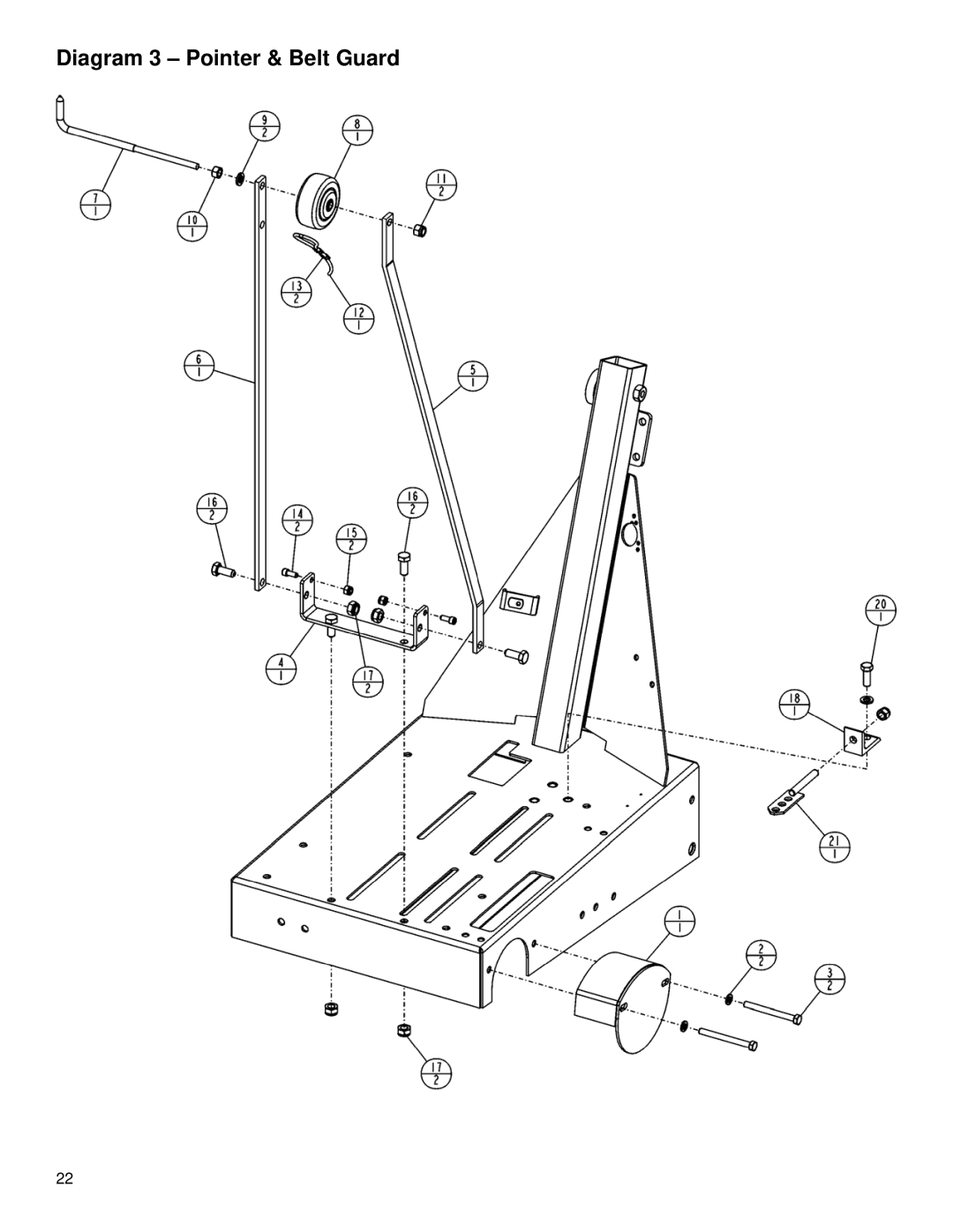 Husqvarna MC 18 9H, MC 18 13H manual Diagram 3 Pointer & Belt Guard 