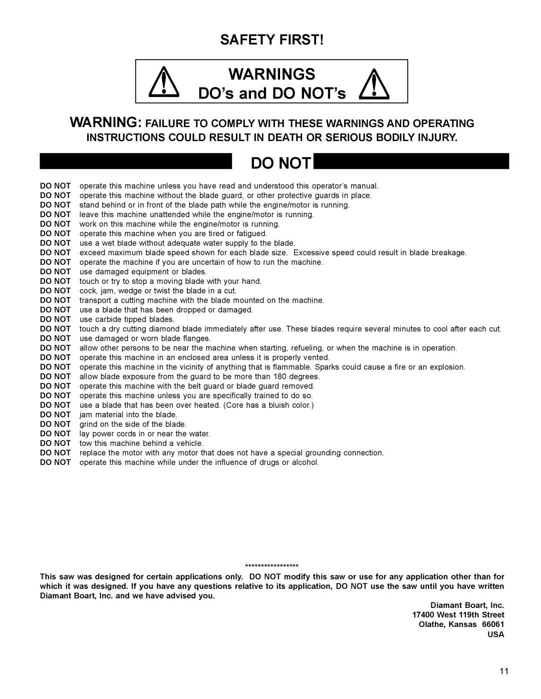 Husqvarna MC1813R, MC1809H, MC1805B, MC1809R, MC1813H, MC1805G operating instructions Do not 