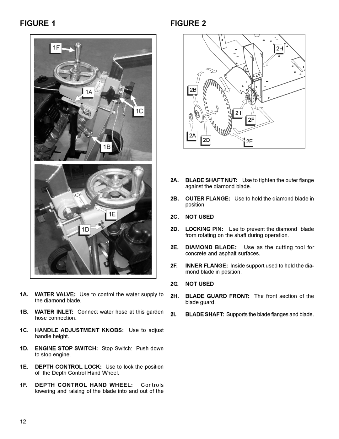 Husqvarna MC1809H, MC1805B, MC1809R, MC1813H 1C. Handle Adjustment Knobs Use to adjust handle height, 2C. not Used 