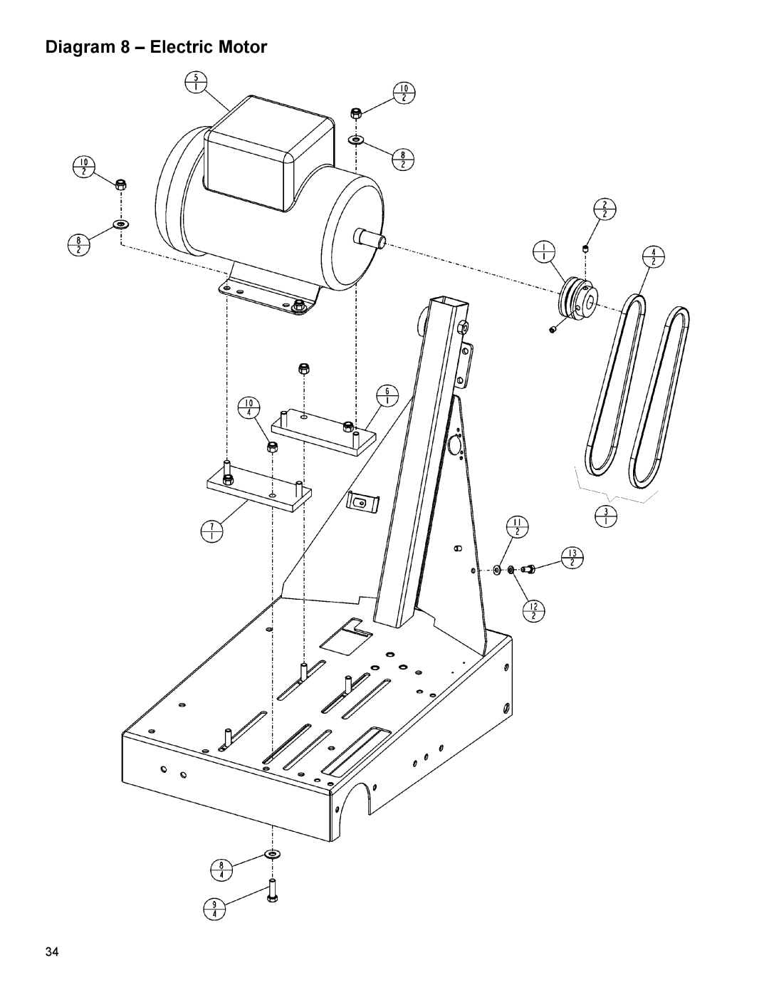 Husqvarna MC1805G, MC1809H, MC1805B, MC1809R, MC1813H, MC1813R operating instructions Diagram 8 Electric Motor 