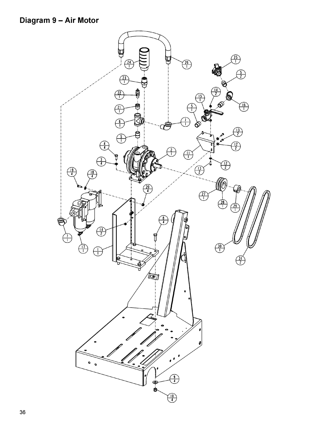 Husqvarna MC1805B, MC1809H, MC1809R, MC1813H, MC1813R, MC1805G operating instructions Diagram 9 Air Motor 