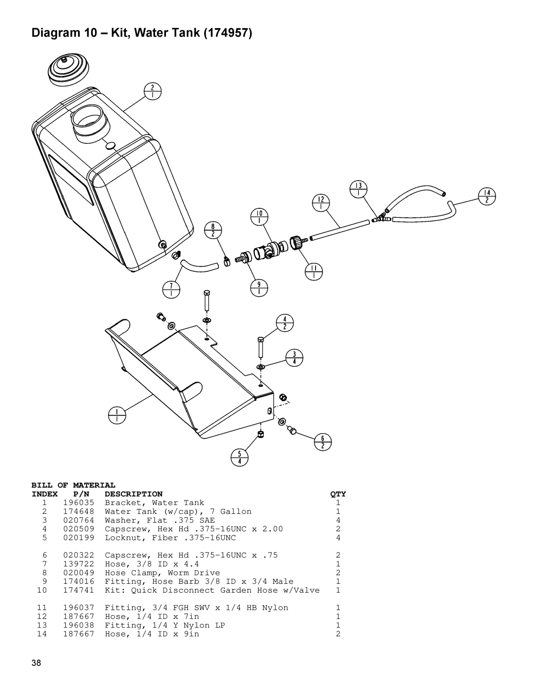 Husqvarna MC1813H, MC1809H, MC1805B, MC1809R, MC1813R, MC1805G operating instructions Diagram 10 Kit, Water Tank 