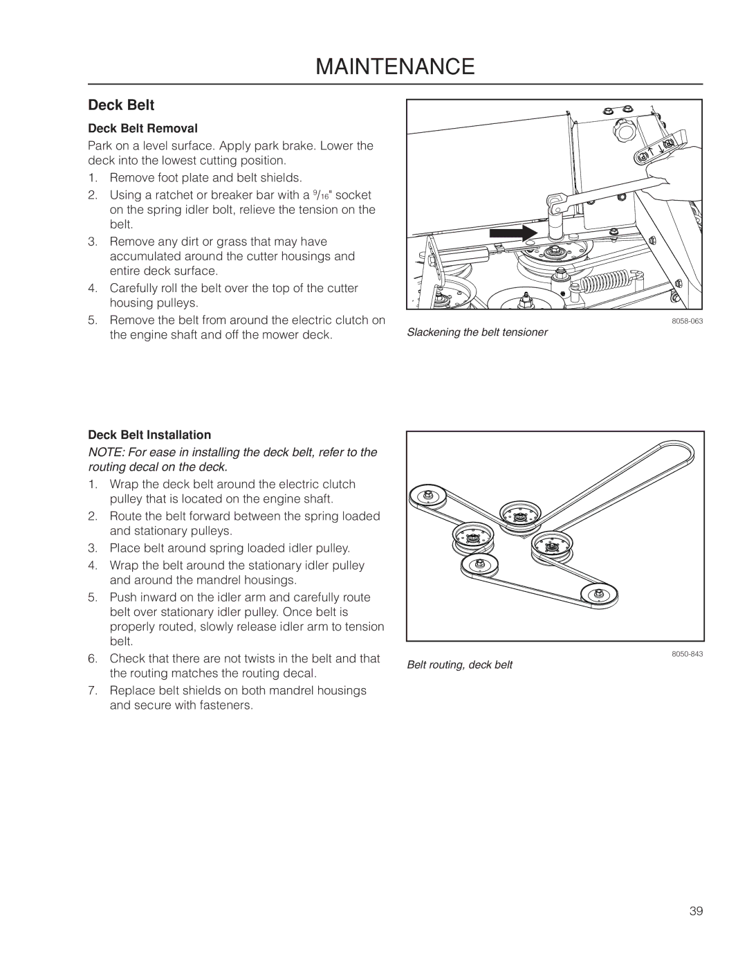 Husqvarna MZ61 warranty Deck Belt Removal, Deck Belt Installation 