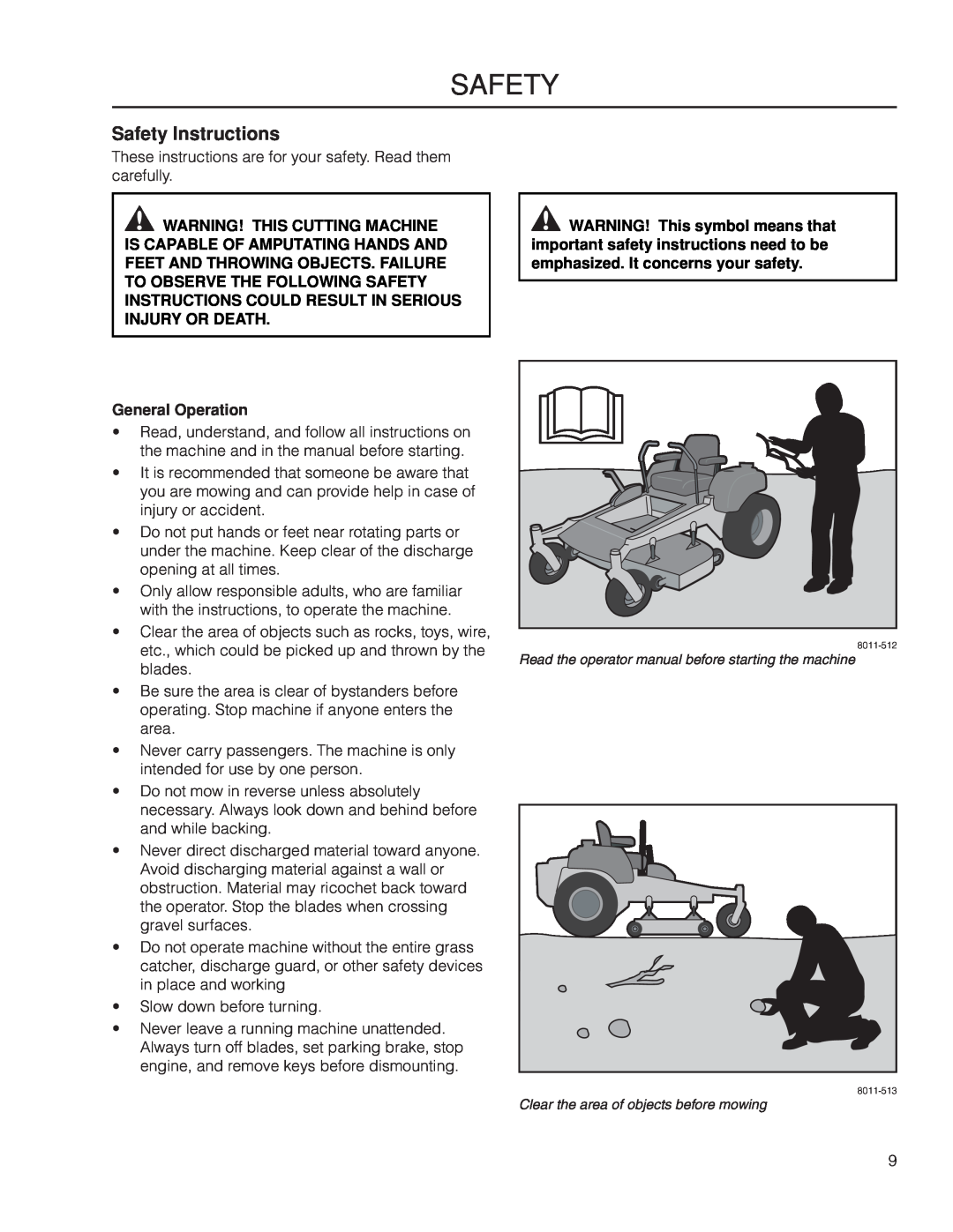 Husqvarna MZ61 warranty Safety Instructions 