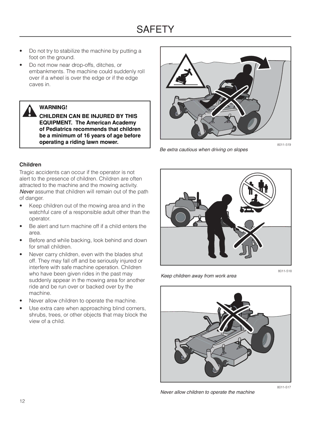 Husqvarna MZ6128/966613103 warranty Be extra cautious when driving on slopes 