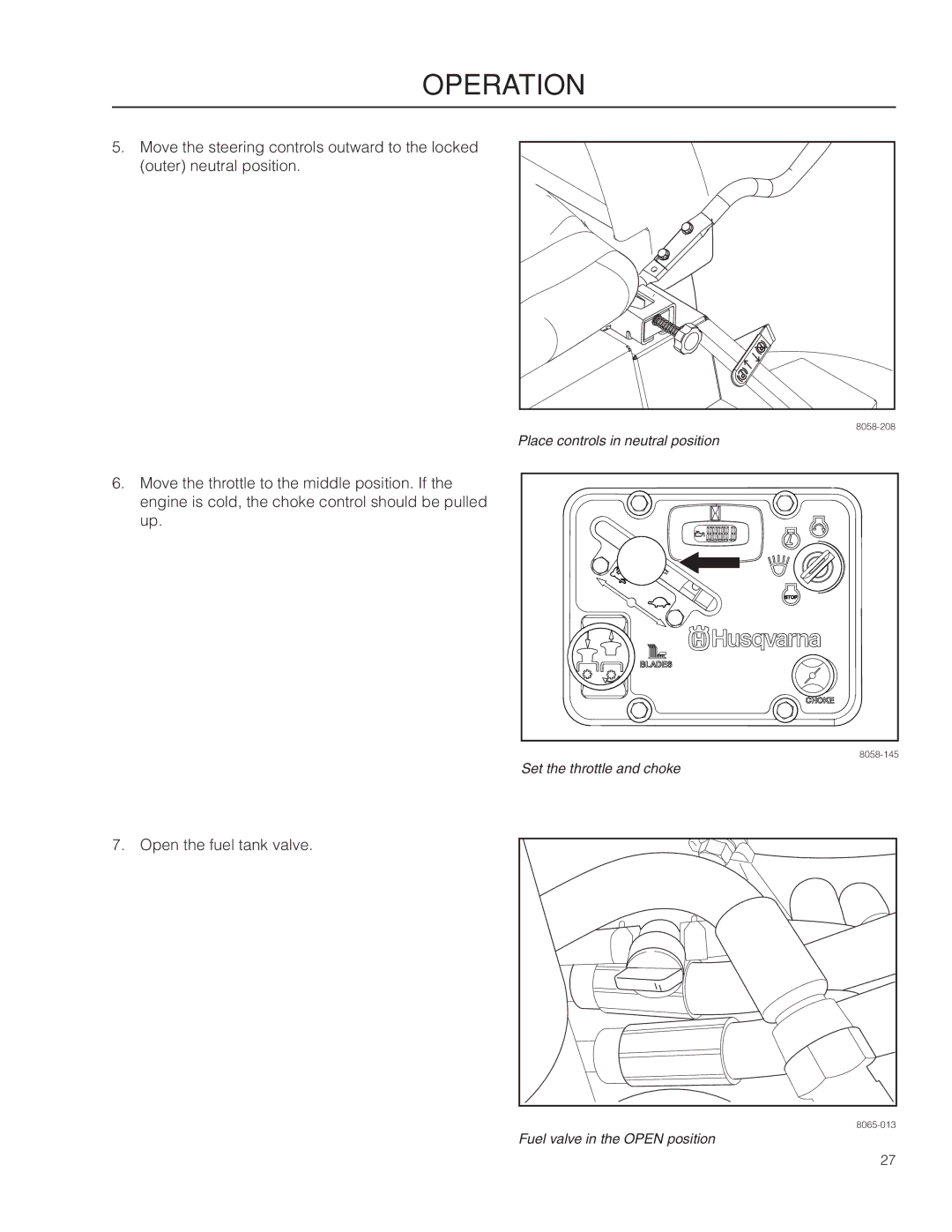 Husqvarna MZ6128/966613103 warranty Open the fuel tank valve 