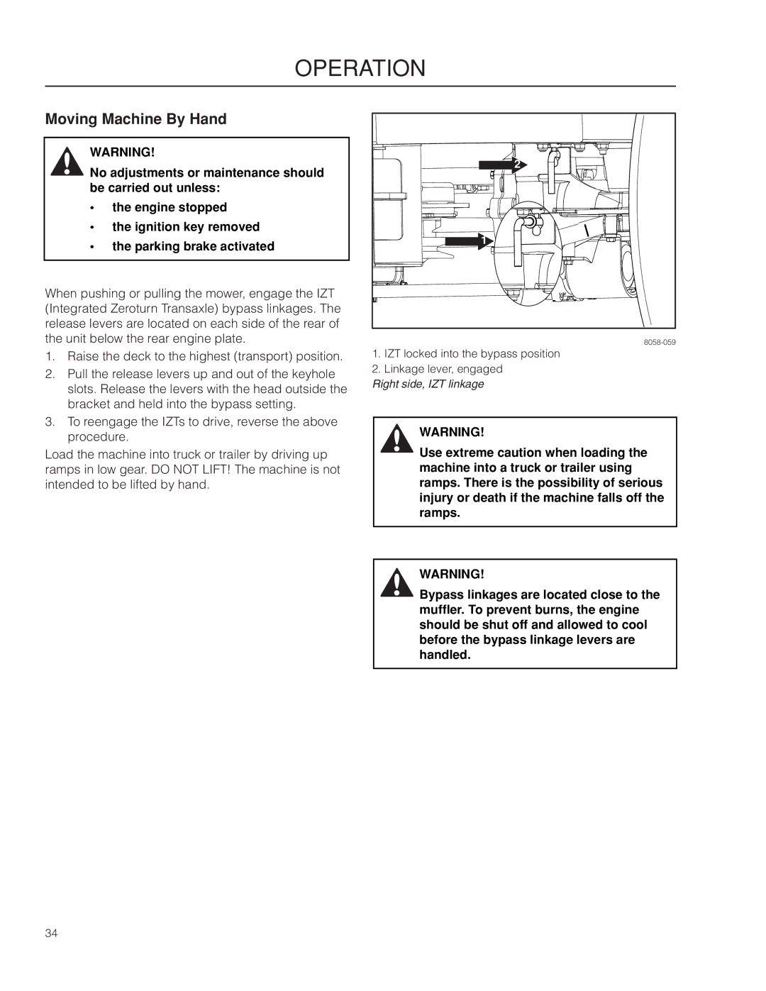 Husqvarna MZ6128/966613103 warranty Moving Machine By Hand 