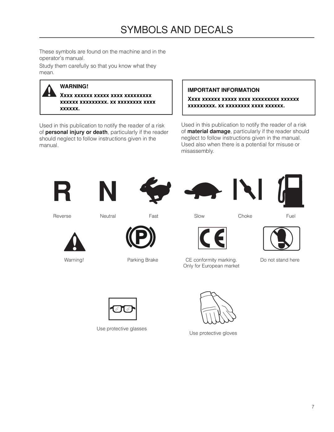 Husqvarna MZ6128/966613103 warranty Symbols and Decals, Xxxx xxxxxx xxxxx xxxx Xxxxxx xxxxxxxxx. xx xxxxxxxx 