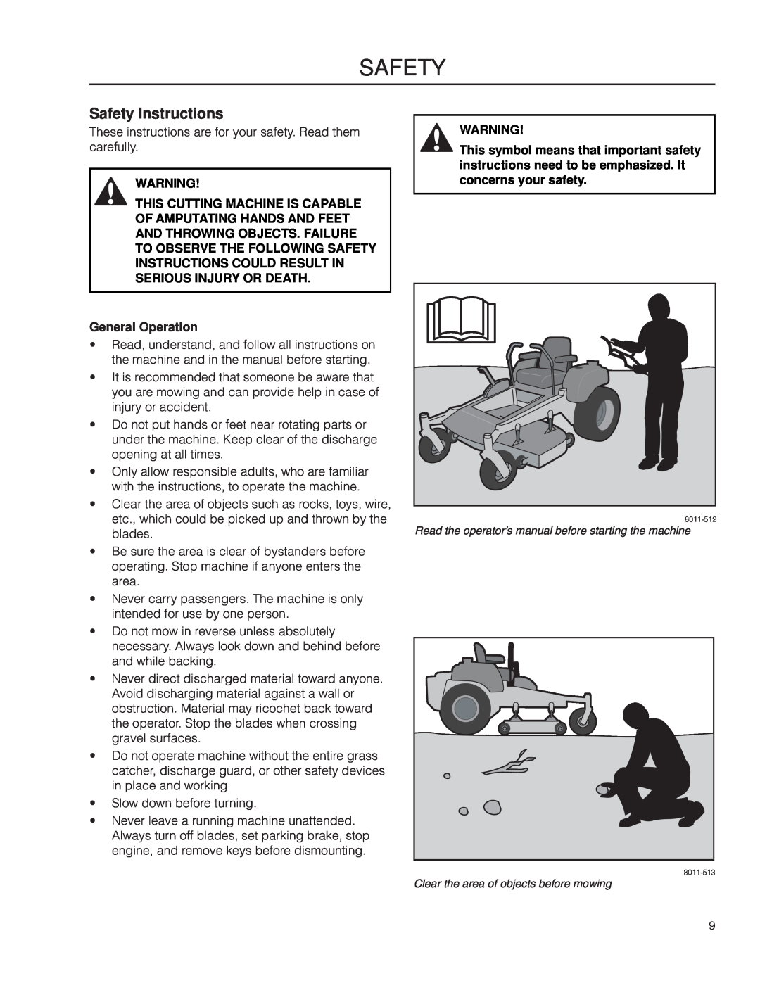 Husqvarna MZ6128/966613103 warranty Safety Instructions 