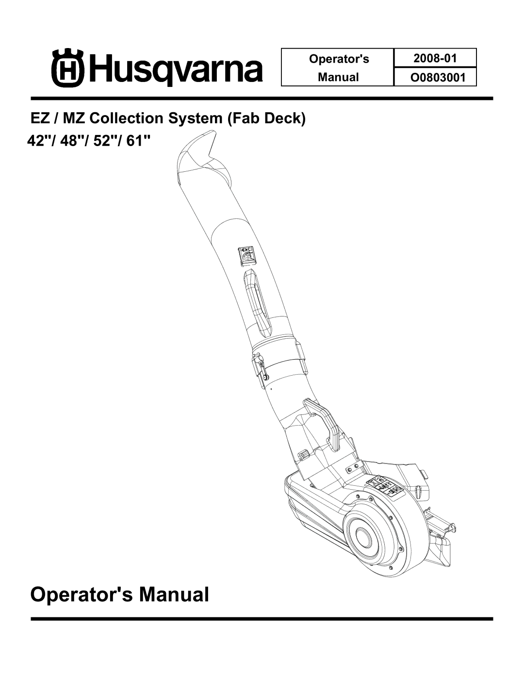 Husqvarna O0803001 manual Operators Manual 