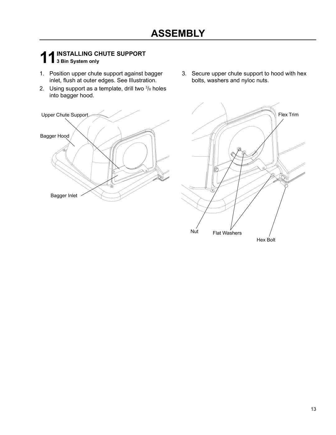 Husqvarna O0803001 manual 11INSTALLING Chute Support 