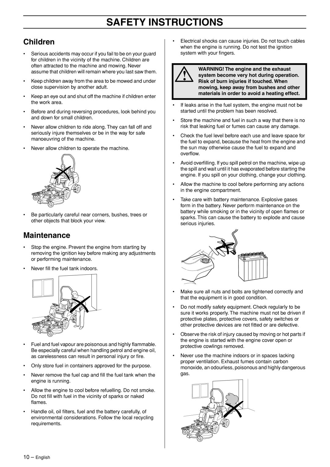 Husqvarna P 525D, P 520D manual Children, Maintenance 