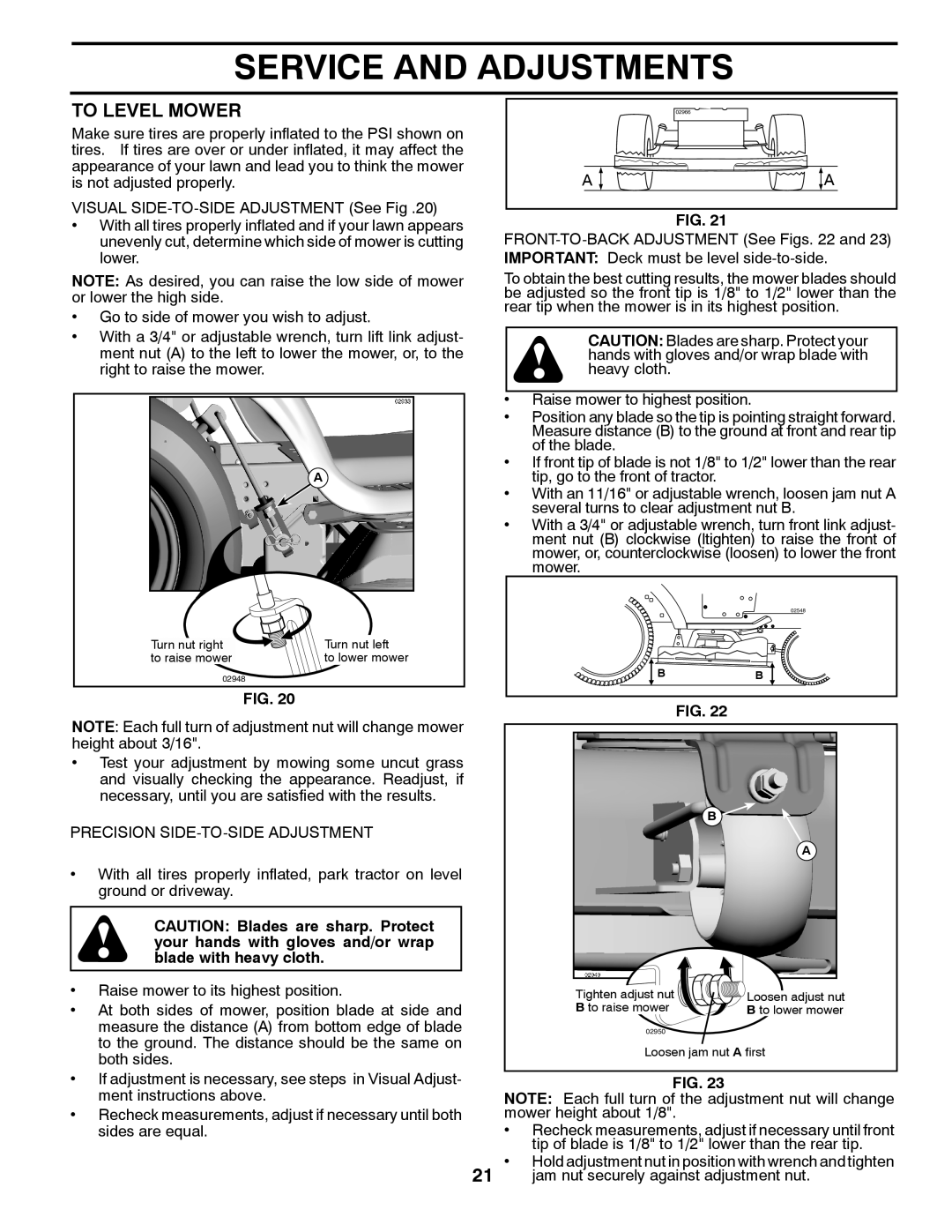 Husqvarna PB19546LT manual To Level Mower, Precision SIDE-TO-SIDE Adjustment 