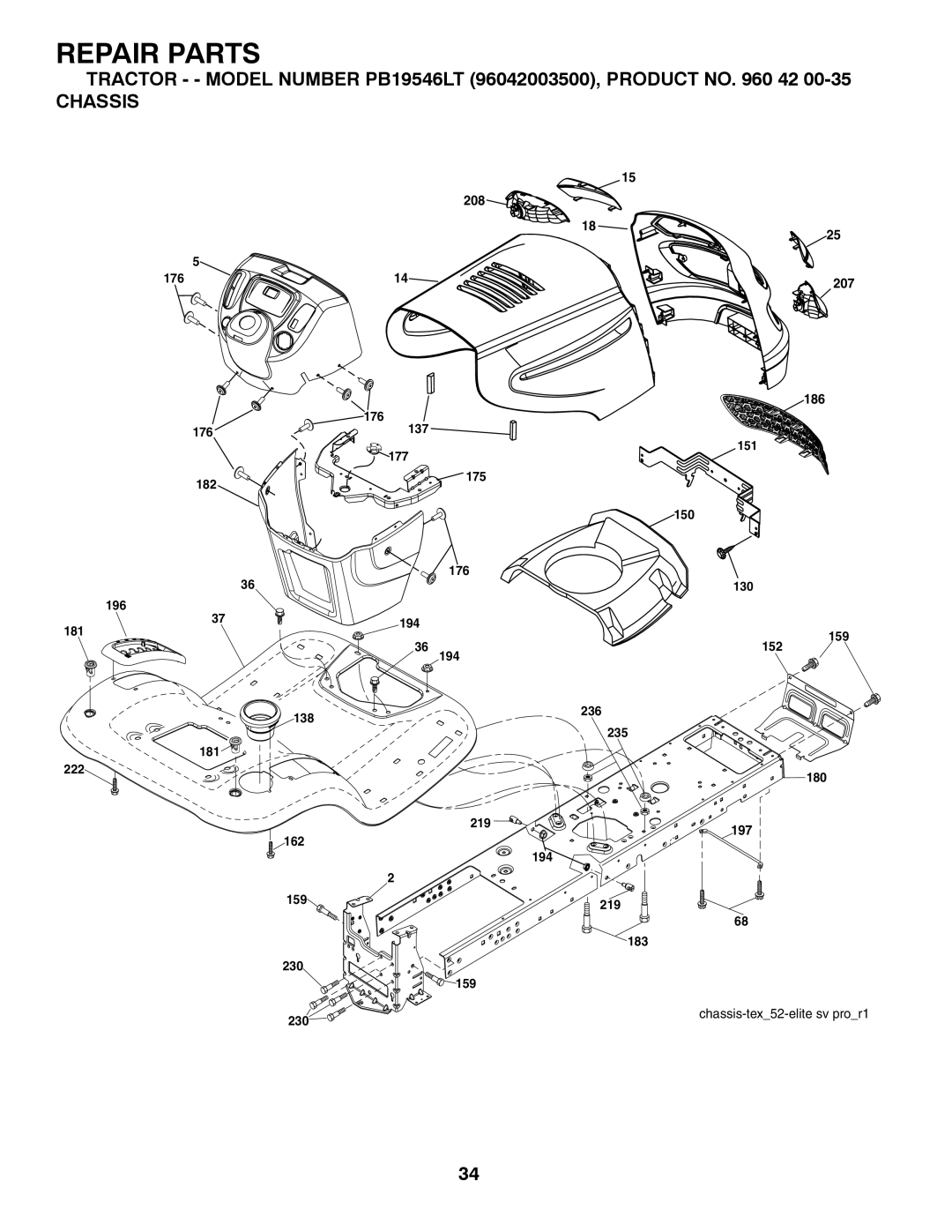 Husqvarna PB19546LT manual Chassis 