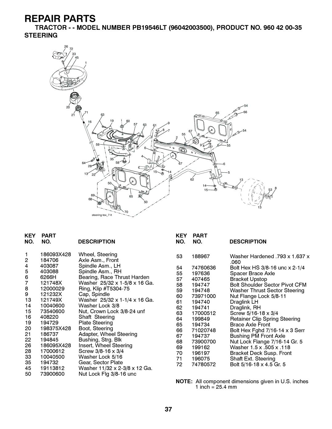 Husqvarna PB19546LT manual Steering 