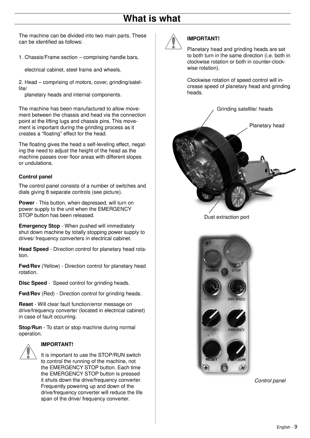 Husqvarna PG680, PG820 manuel dutilisation Control panel 