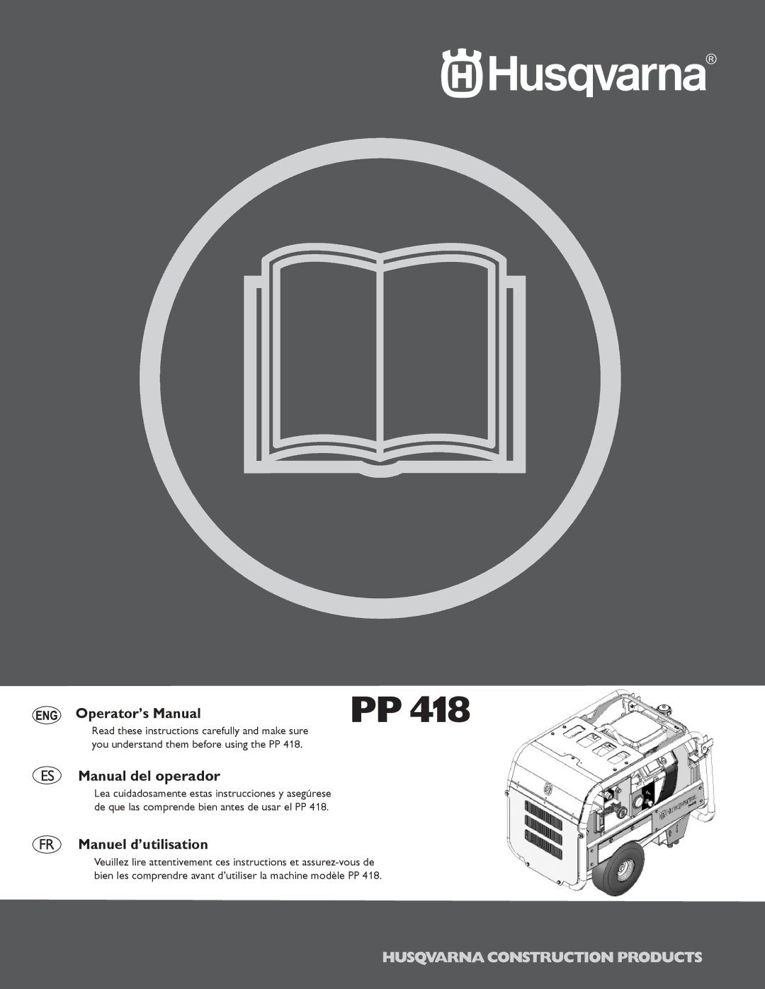 Husqvarna PP 418 manuel dutilisation Operator’s Manual 