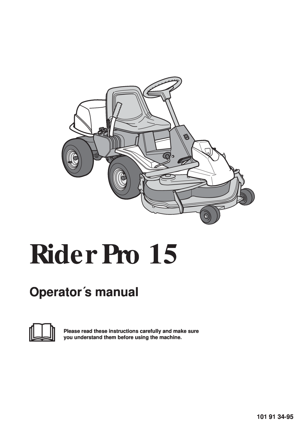 Husqvarna Pro 15 manual 101, Rider Pro, Operator´s manual 