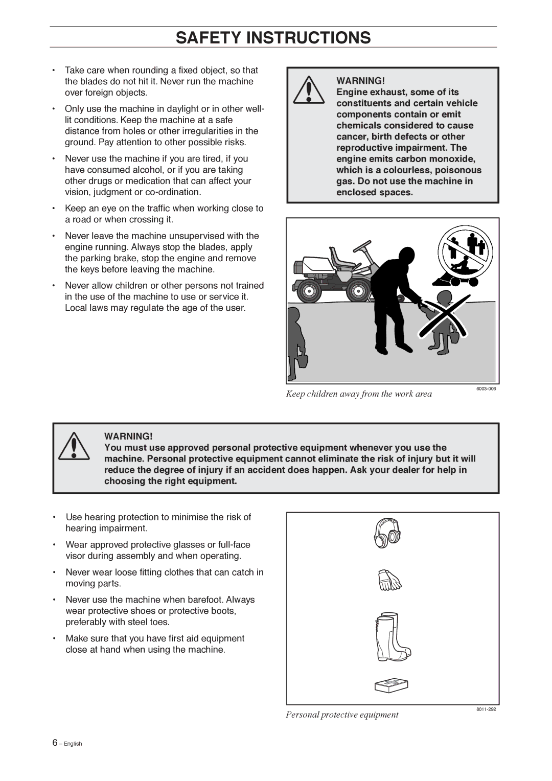 Husqvarna Pro 18 AWD manual Keep children away from the work area 