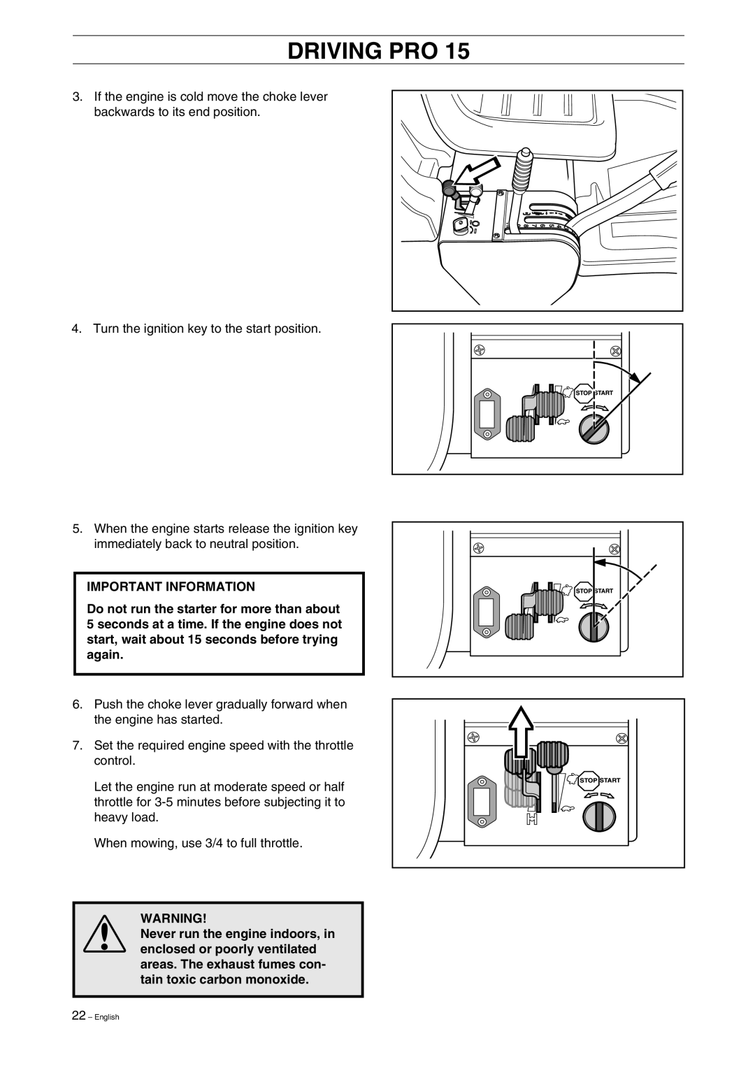 Husqvarna Pro 18 manual Driving PRO 