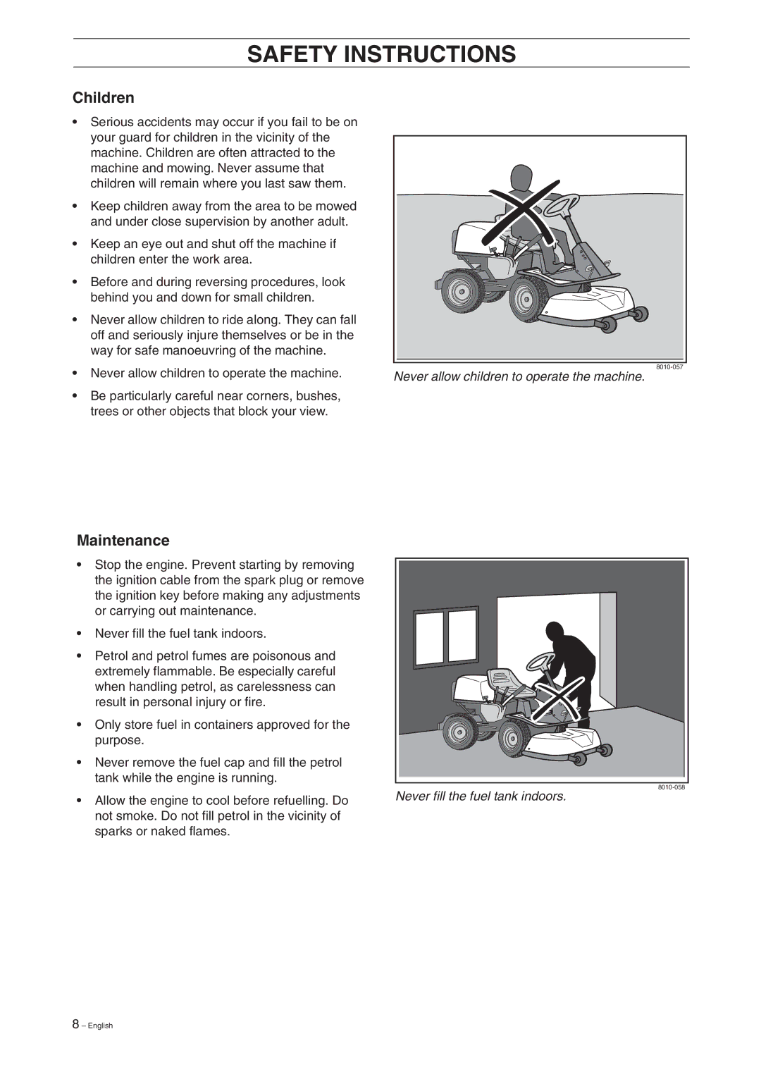 Husqvarna ProFlex 18 manual Children, Maintenance 