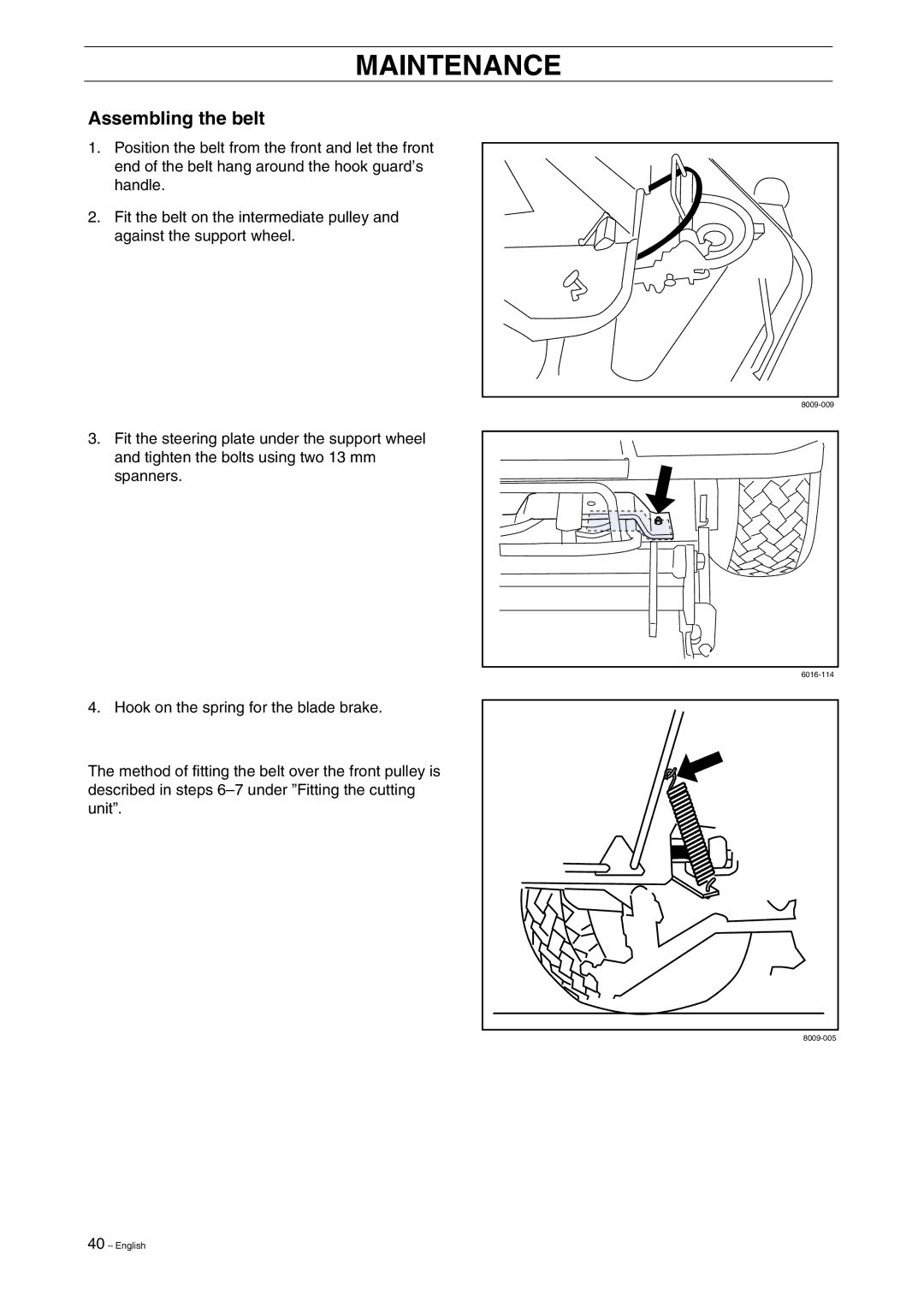 Husqvarna ProFlex 18 manual Assembling the belt 