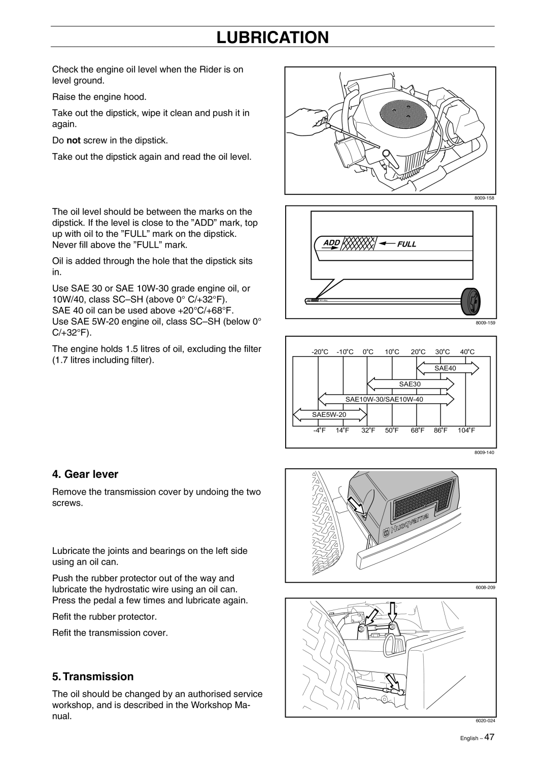 Husqvarna ProFlex 18 manual Gear lever, Transmission 