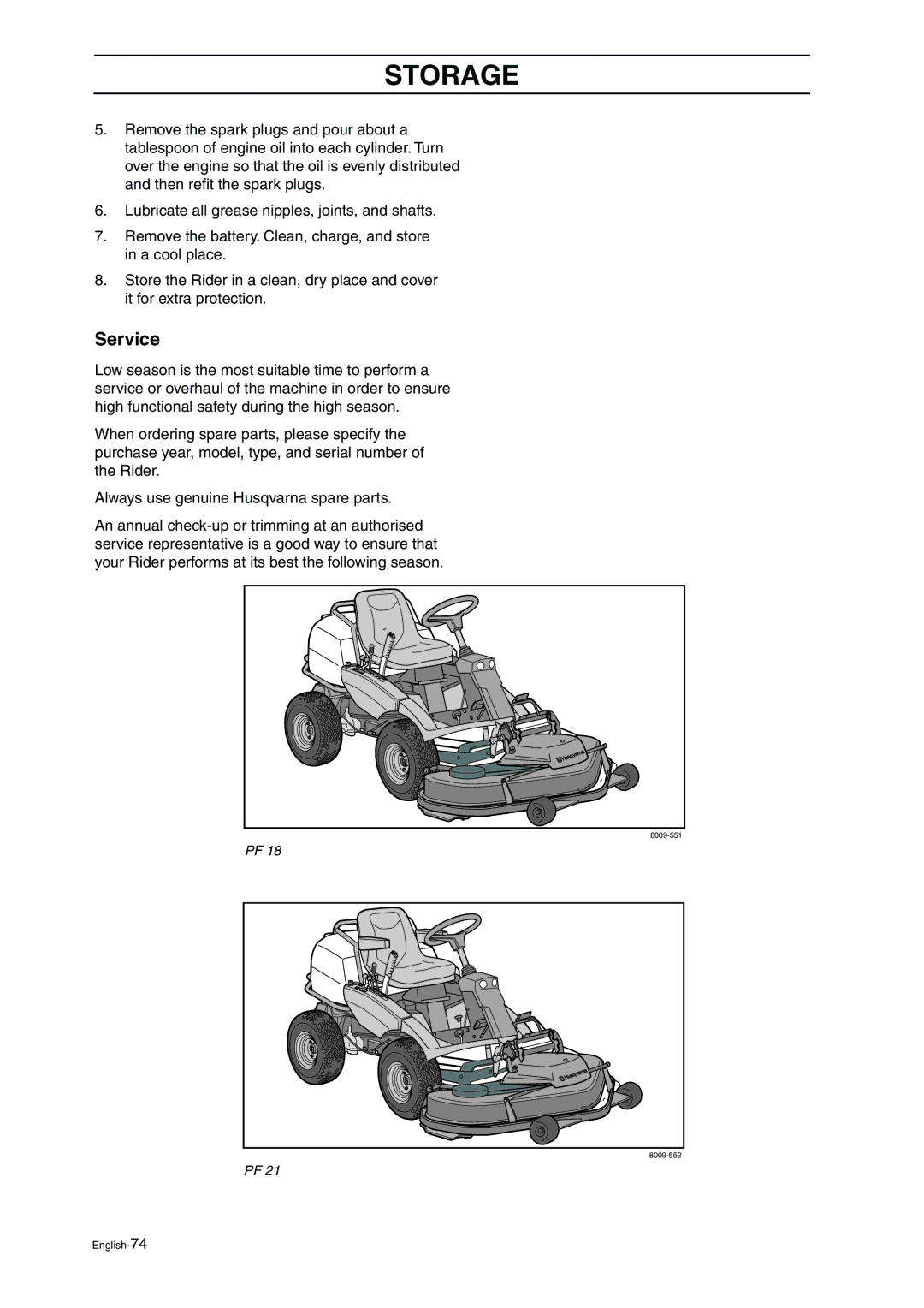 Husqvarna ProFlex 21 manual Service 