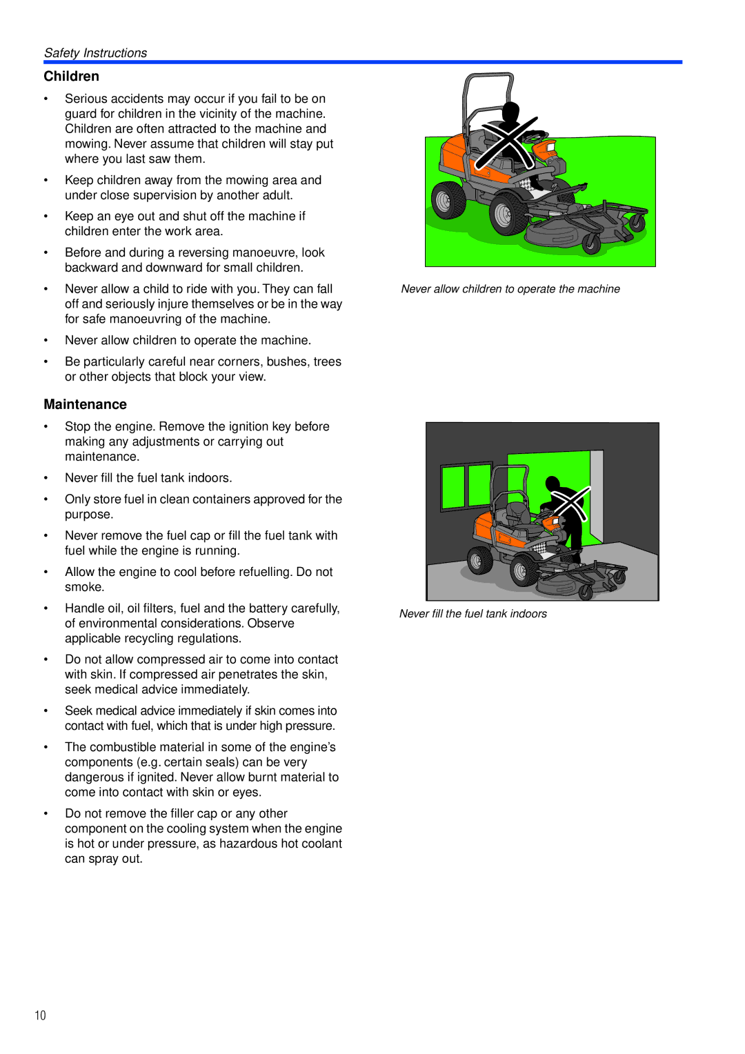 Husqvarna PT26 D manual Children, Maintenance 