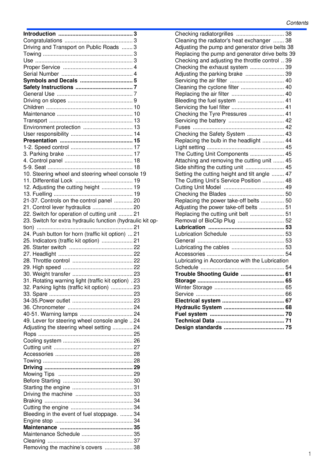 Husqvarna PT26 D manual Contents 