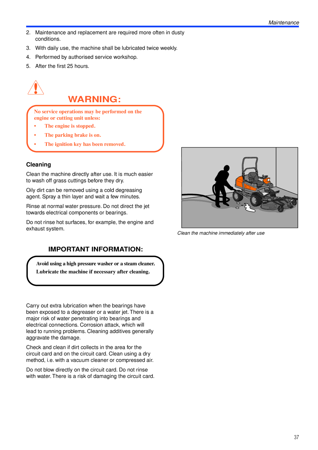 Husqvarna PT26 D manual Cleaning 