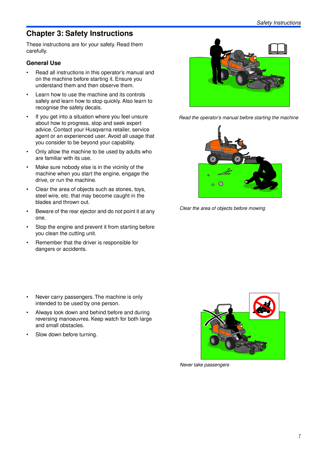 Husqvarna PT26 D manual Safety Instructions, General Use 