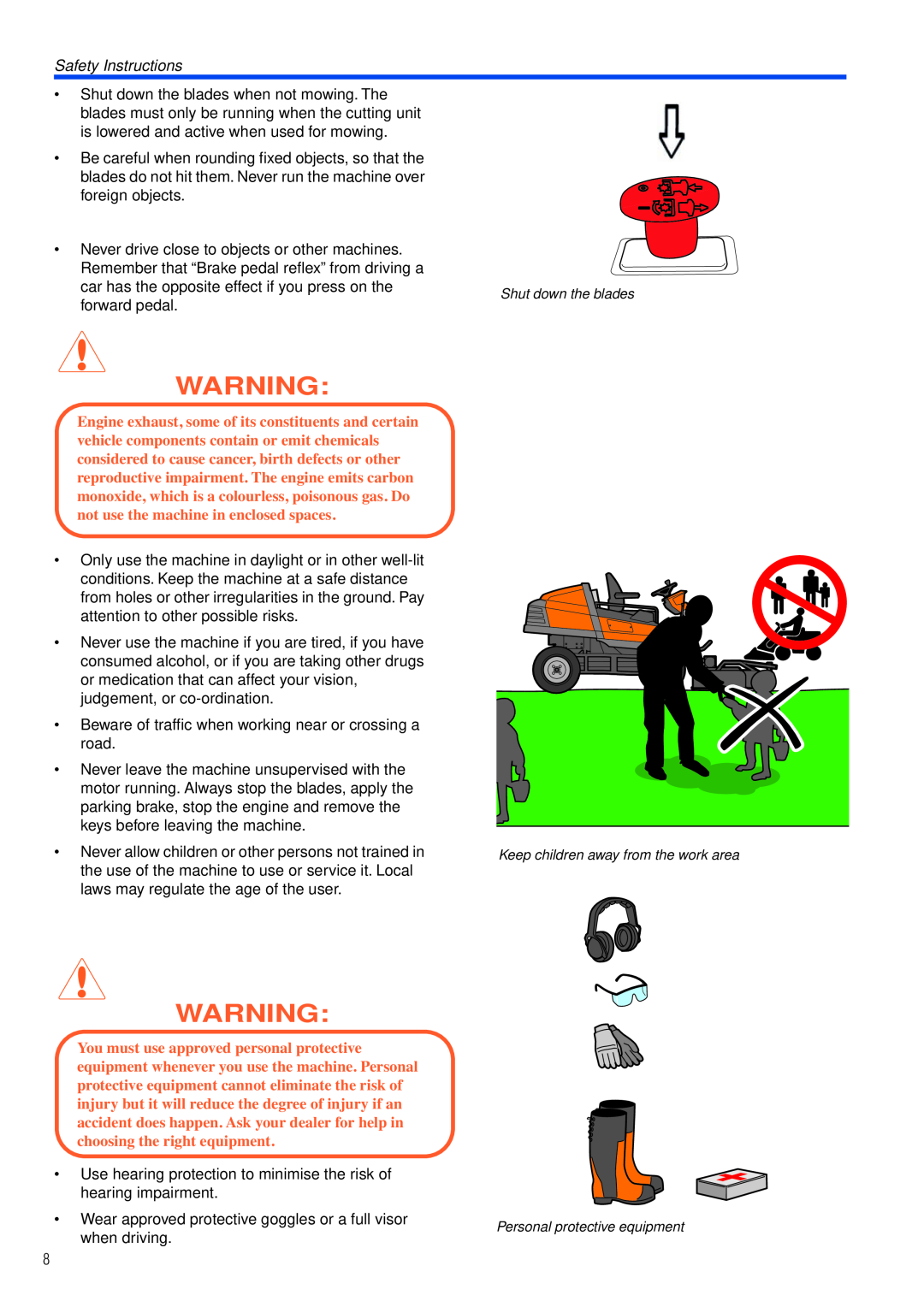 Husqvarna PT26 D manual Safety Instructions, foreign objects Never drive close to objects or other machines 